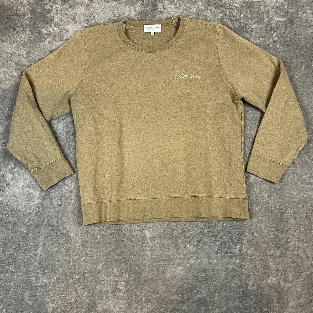 Maison Labiche Notorious Tan Crewneck Sweatshirt Men’s‎ L Embroidered Pullover